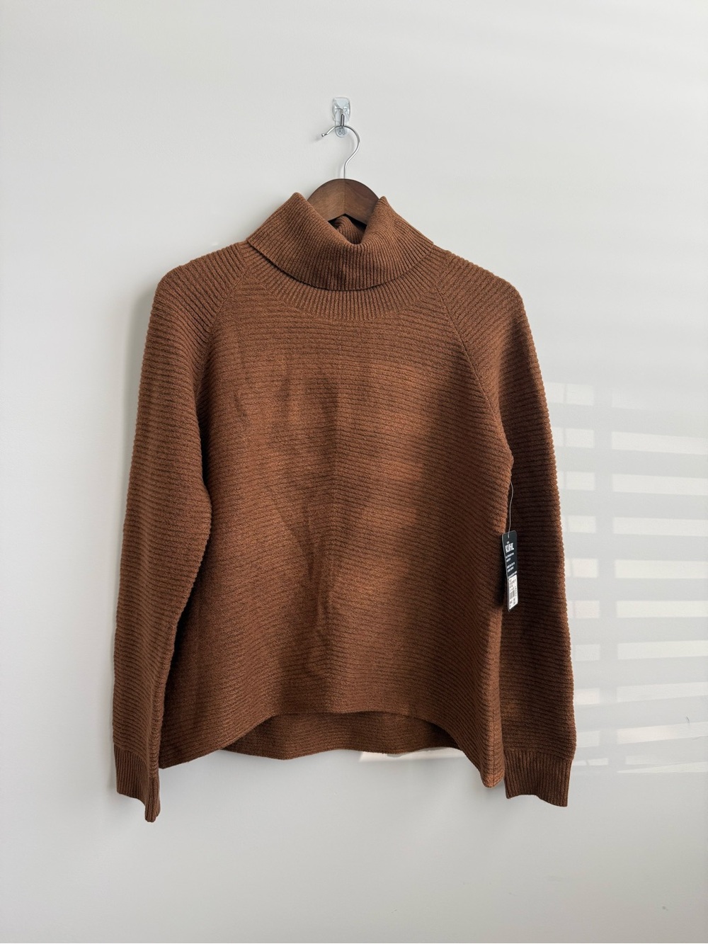 NEW Kuhl Solace Sweater Women’s Medium Brown Cowl Neck Ribbed Merino Wool Blend